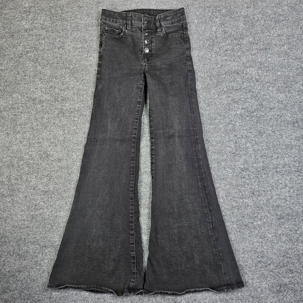 American Eagle Festival Flare Jeans Women's 0 Next Level Stretch Black Mid Rise